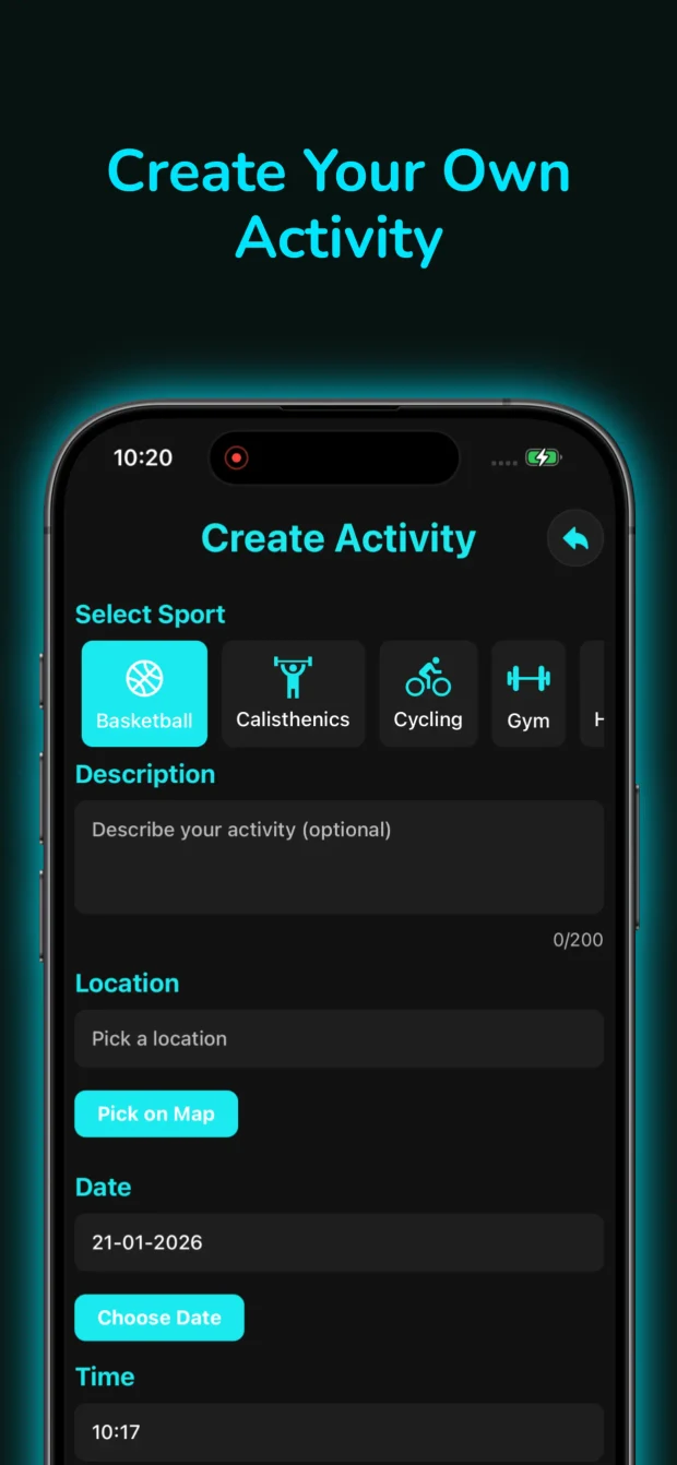 SportsPal: create your own activity