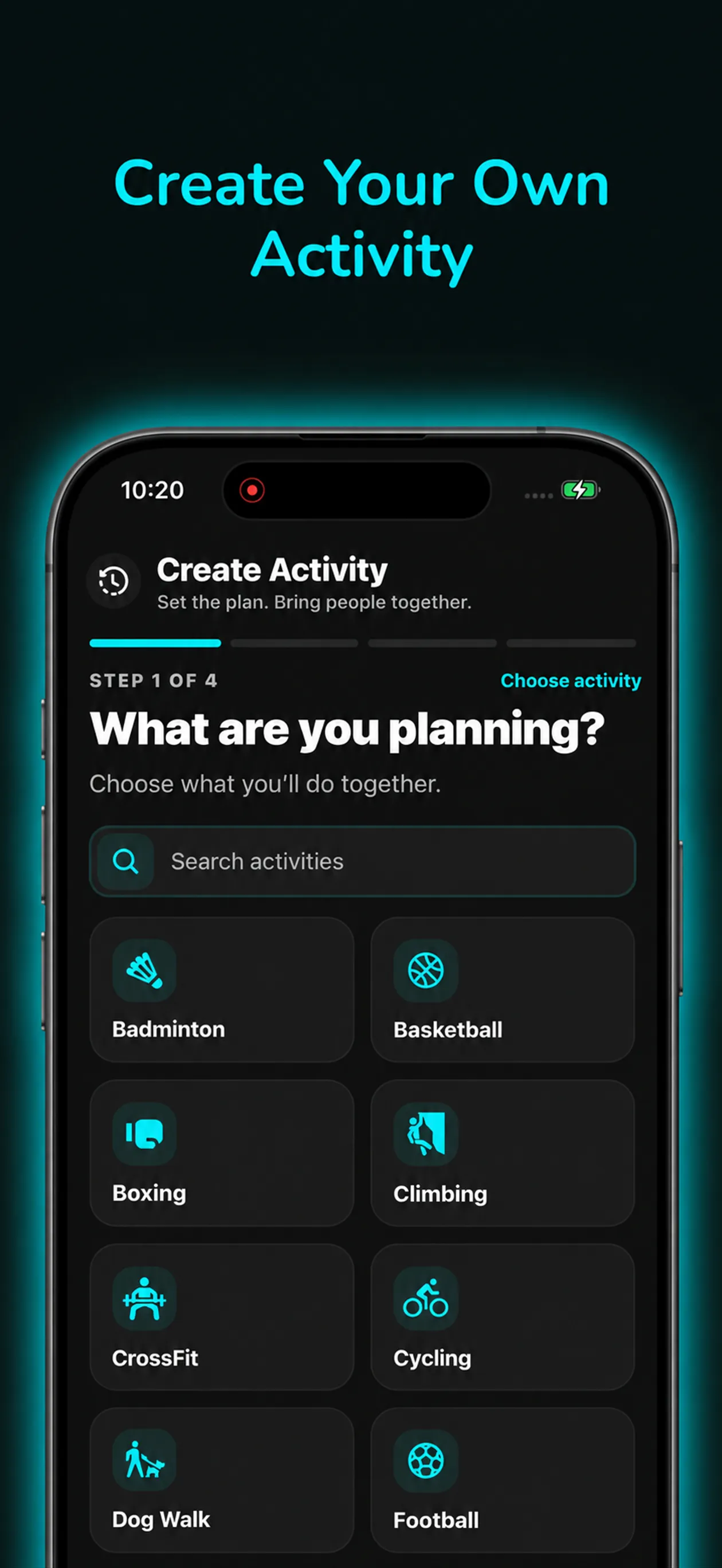 SportsPal: create your own activity