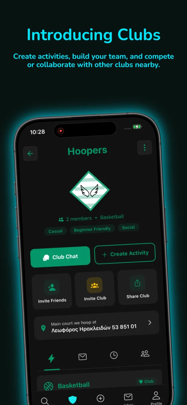SportsPal: create and join clubs