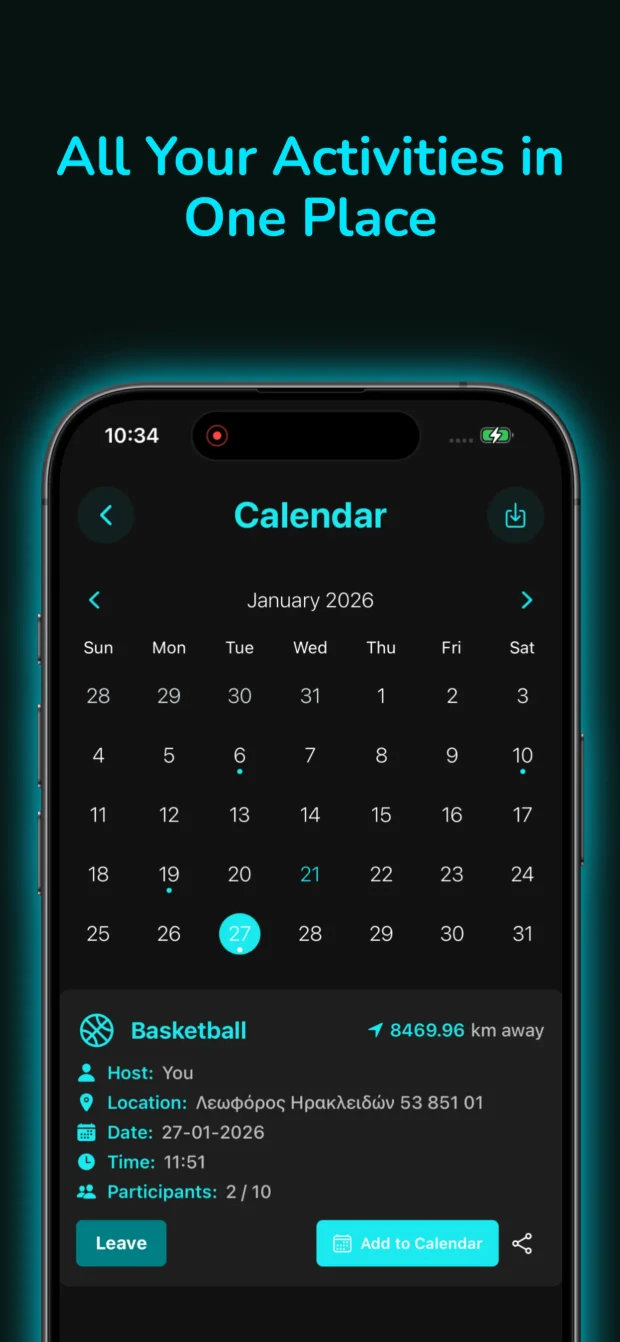 SportsPal: plan your activities in the calendar