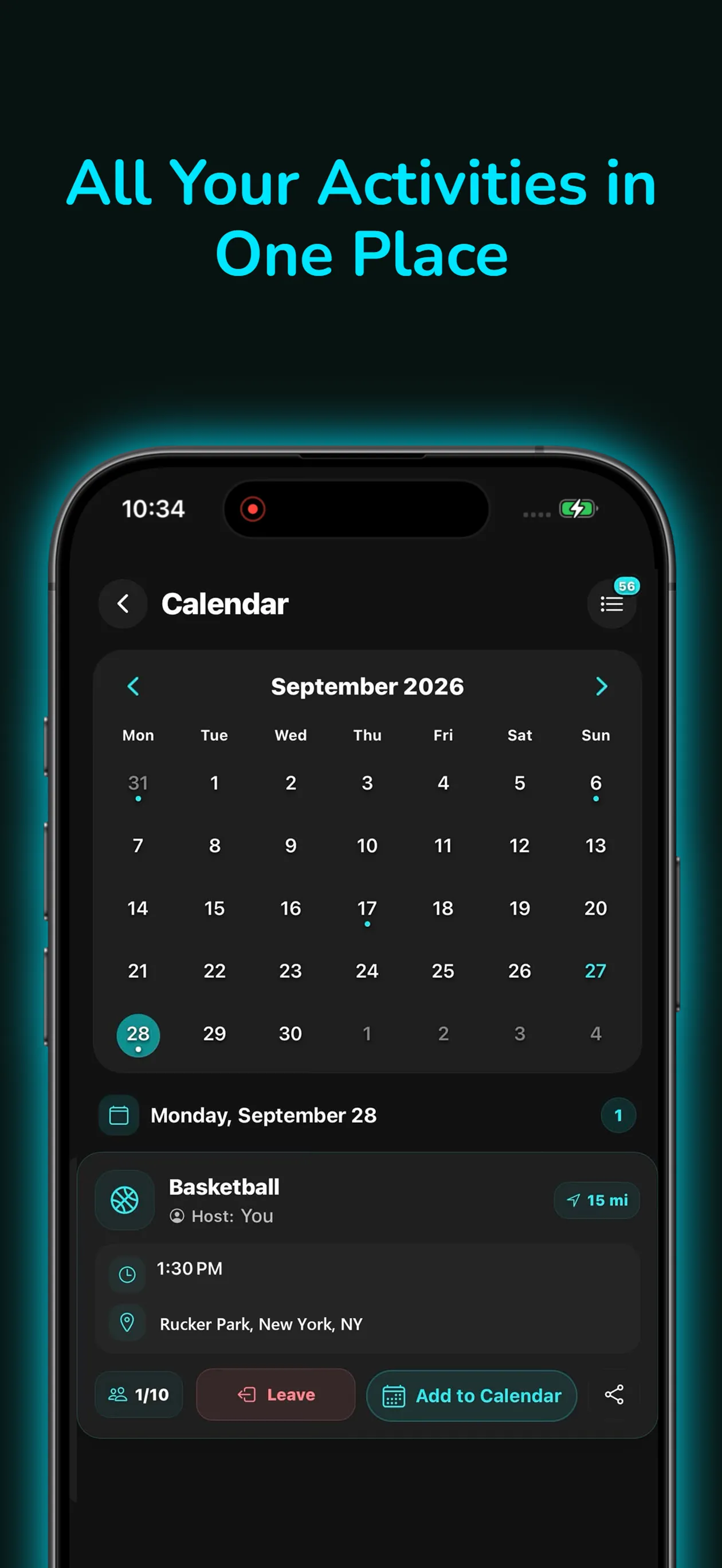 SportsPal: plan your activities in the calendar